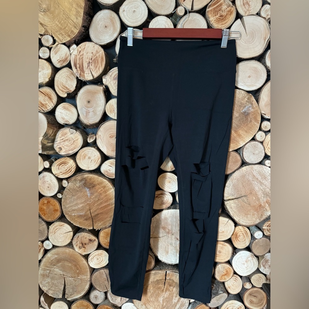 Zyia black leggings with slits